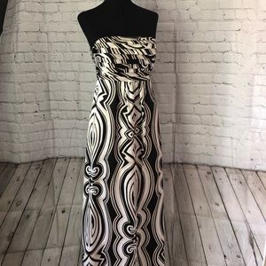 White House Black Market Strapless Silk Maxi